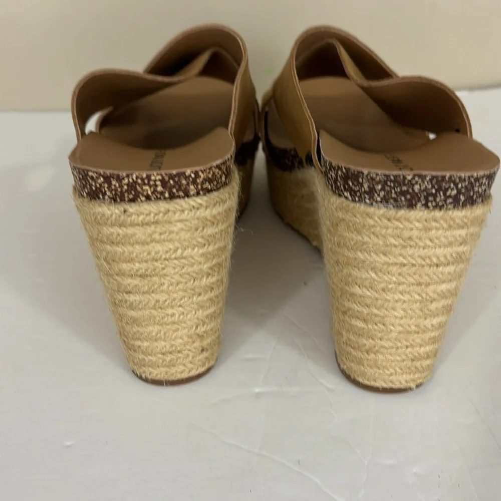 Lucky Brand LK-Neeka Tan Leather Platform Wedges Espadrilles 8.5 NWT